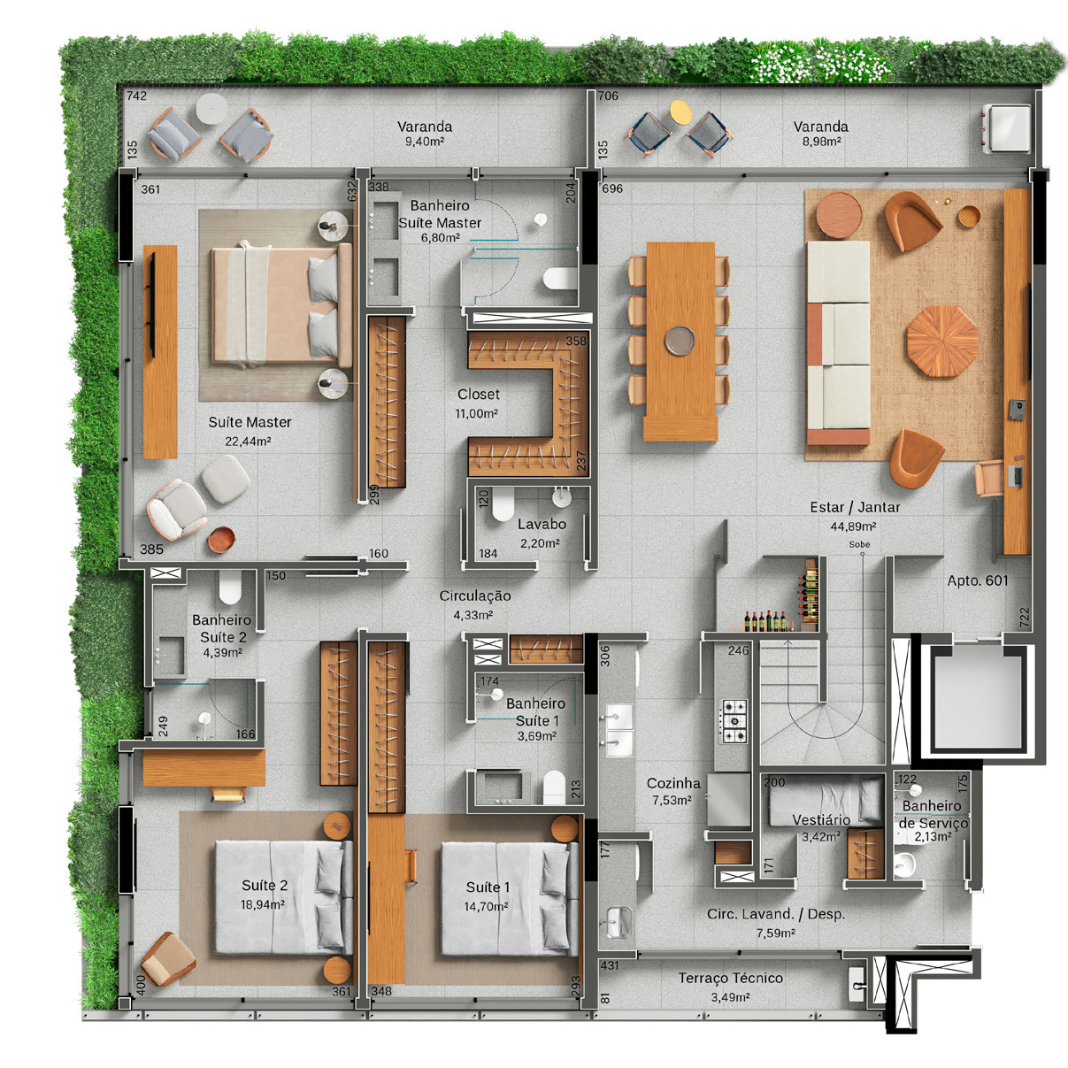 459m²